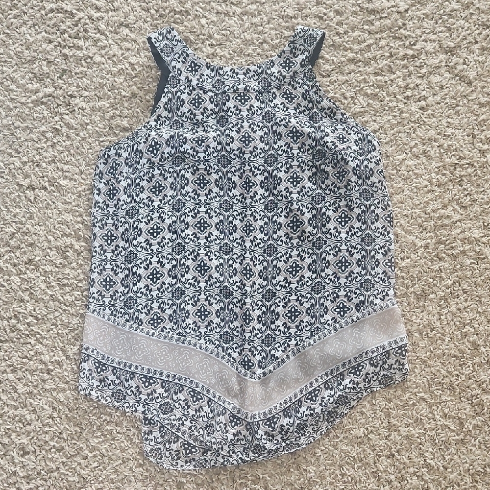 Apt. 9 Black and White Printed High-Neck Tank
